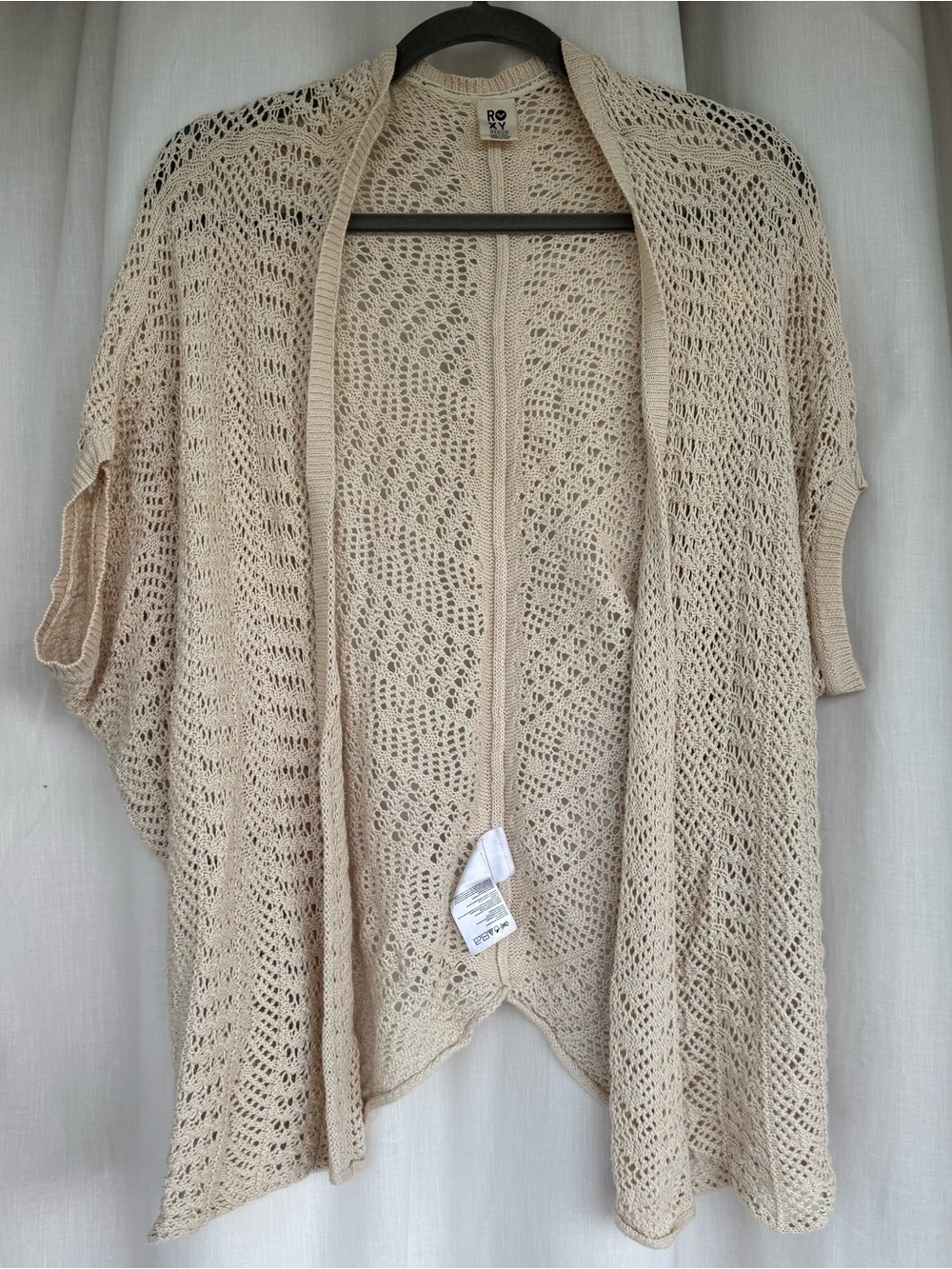 Roxy Open Knit Short Sleeve Shrug – Cream